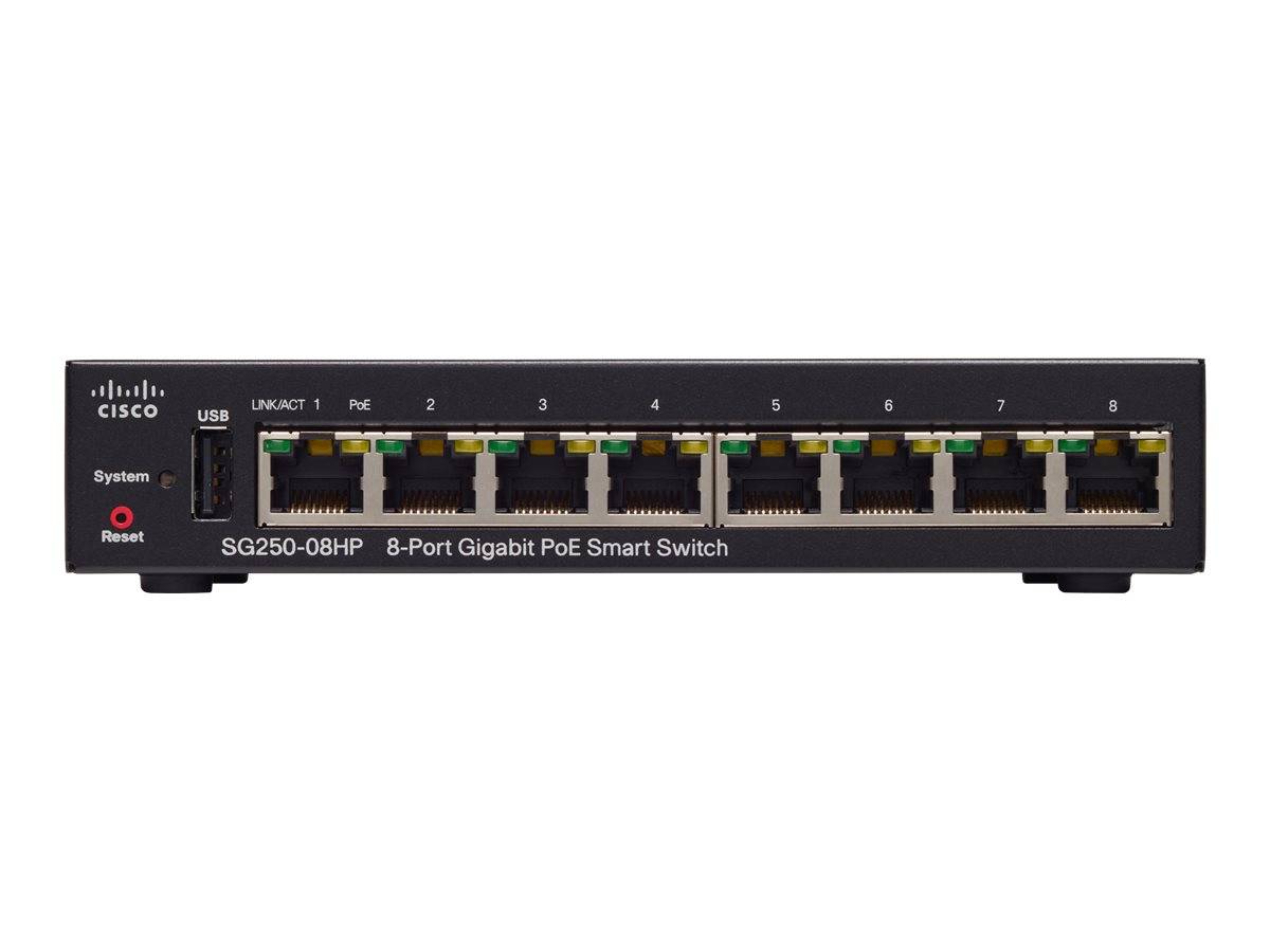Cisco 250 Series SG250-08HP - Switch - L3 - Smart - 8 x 10/100/1000 (PoE+)