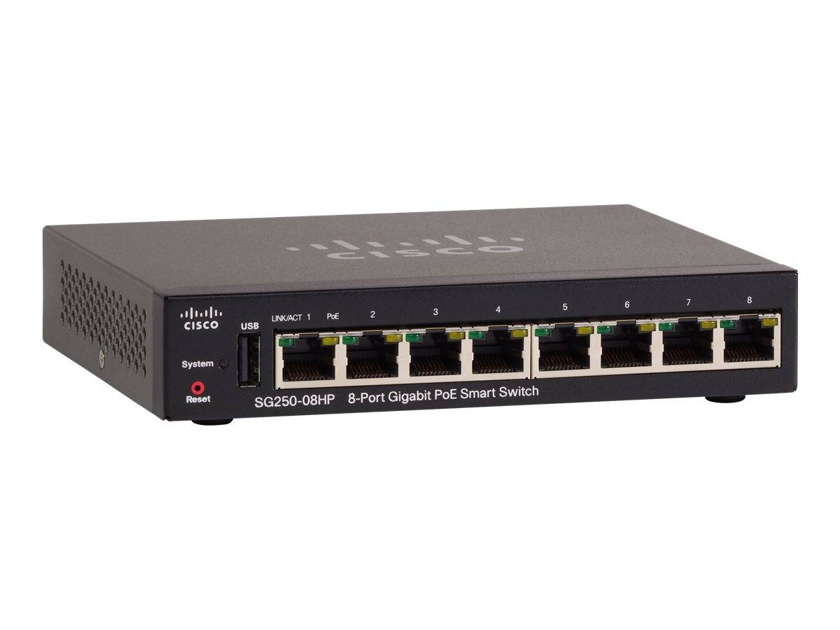 Cisco 250 Series SG250-08HP - Switch - L3 - Smart - 8 x 10/100/1000 (PoE+)