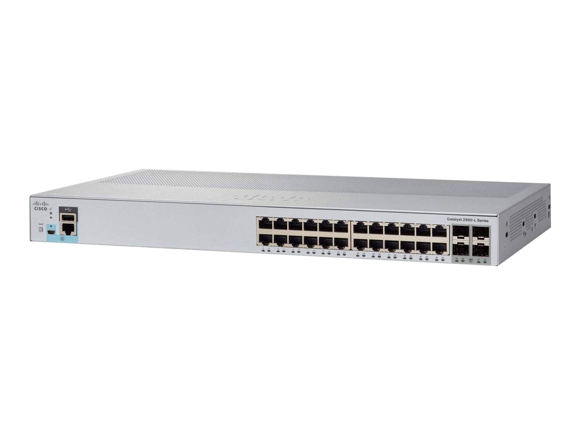 Cisco Catalyst 2960L-SM-24TQ - Switch - Smart - 24 x 10/100/1000 + 4 x 10 Gigabit SFP+ (Uplink)