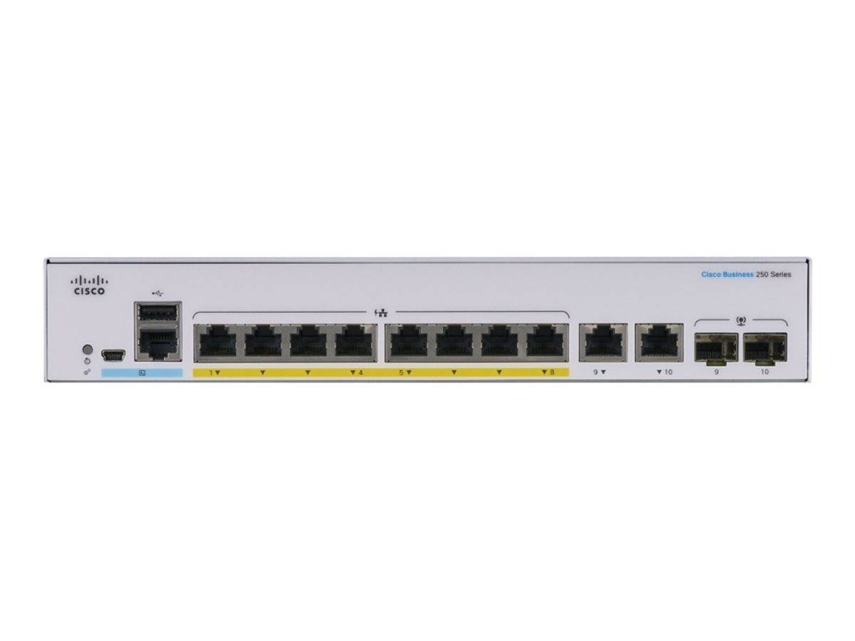 Cisco Business 250 Series CBS250-8PP-E-2G - Switch - L3 - Smart - 8 x 10/100/1000 (PoE+)