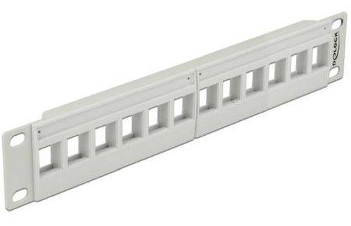 DeLOCK Modulträger für 12 Keystone-Anschlussbuchsen, 10", lichtgrau RAL 7035