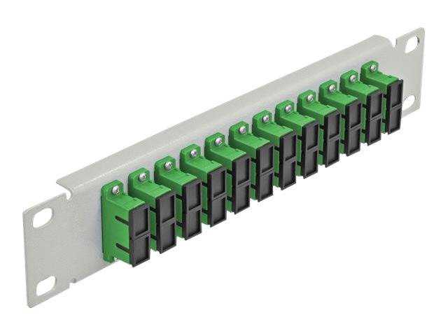Delock - Patch Panel - Rack montierbar - SC Duplex SM X 12 - Grau, grün - 1U - 25.4 cm (10")