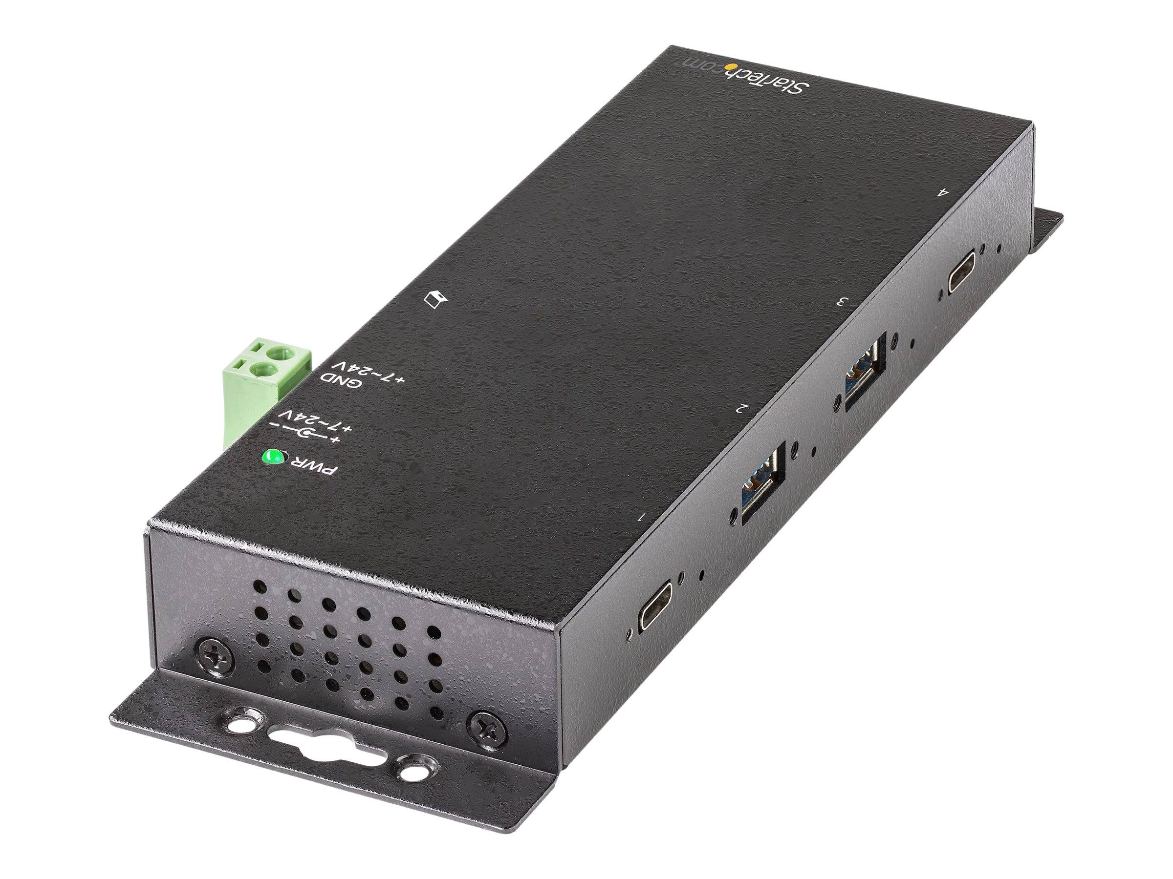 StarTech.com 4 Port USB-C Hub 10 Gbit/s -Metall Industrieller USB-C Hub - 2x USB-C & 2x USB-A - ESD Überspannungsschutz