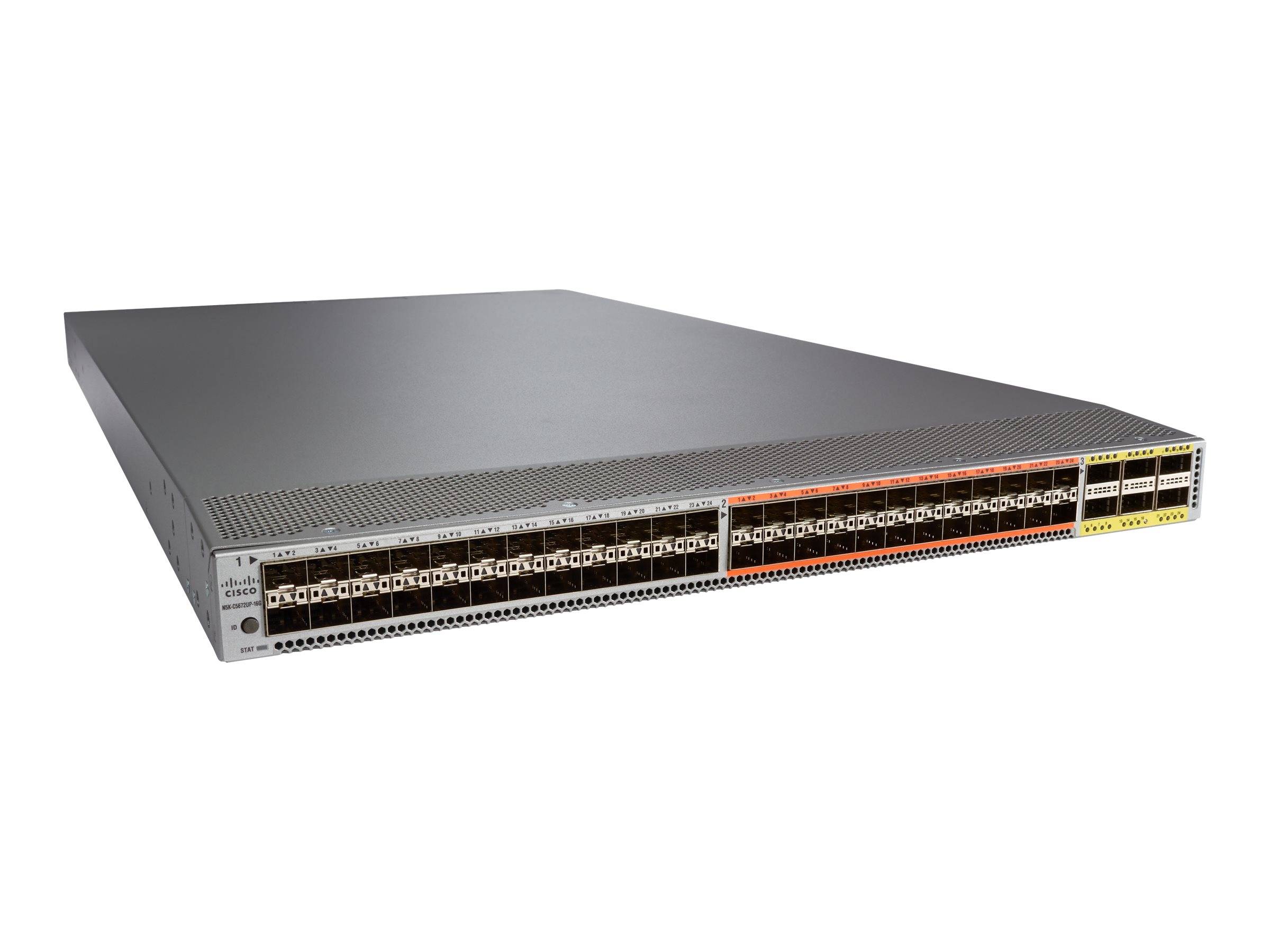 Cisco Nexus 5672UP-16G - Switch - L3 - managed - 24 x 1 Gigabit / 10 Gigabit SFP+ + 24 x combo 1 Gigabit / 10Gb Ethernet / 2/4/8/16Gb Fibre Channel