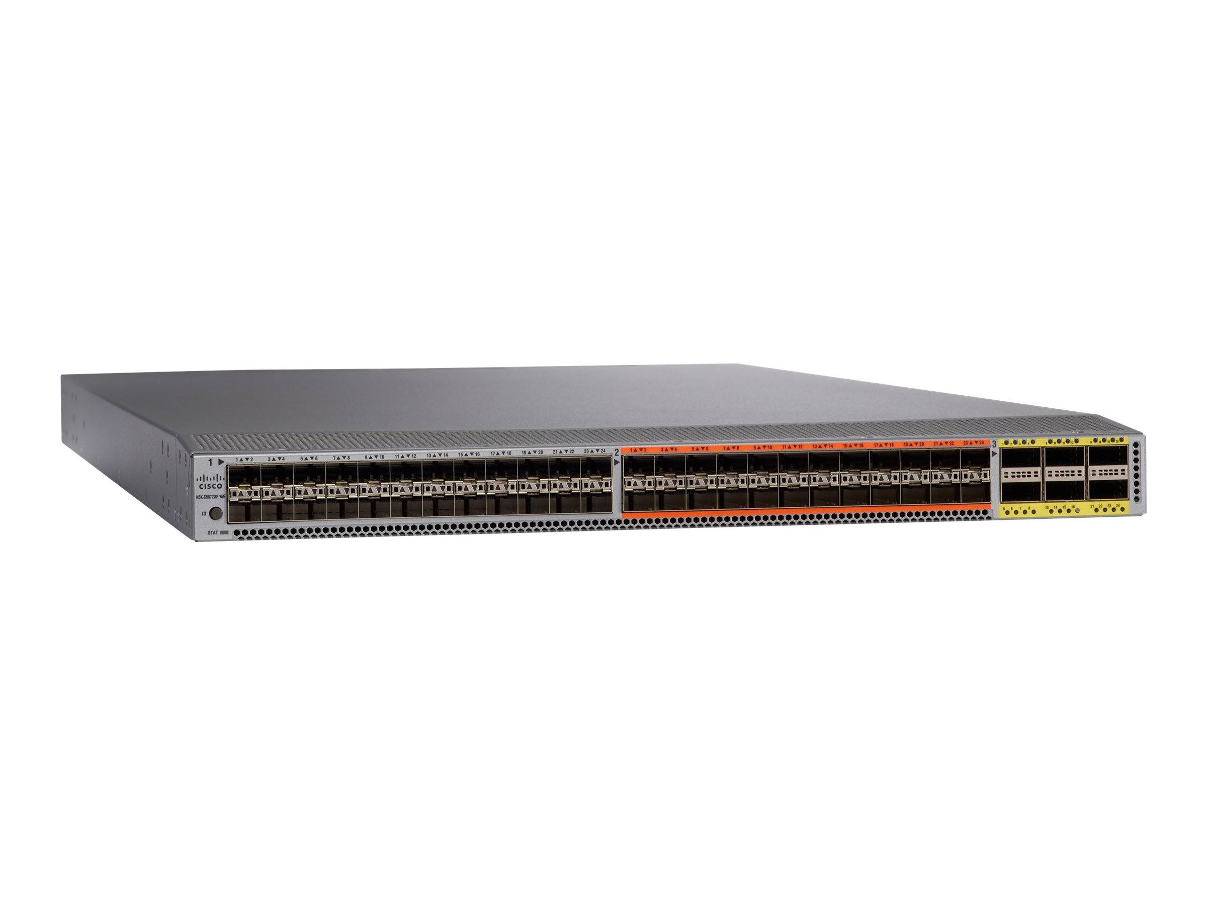 Cisco Nexus 5672UP-16G - Switch - L3 - managed - 24 x 1 Gigabit / 10 Gigabit SFP+ + 24 x combo 1 Gigabit / 10Gb Ethernet / 2/4/8/16Gb Fibre Channel