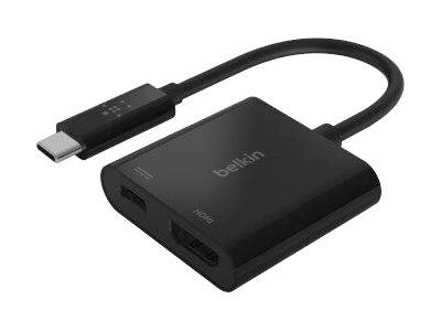 Belkin USB-C to HDMI + Charge Adapter - Videoadapter - 24 pin USB-C männlich zu HDMI, USB-C (nur Spannung)