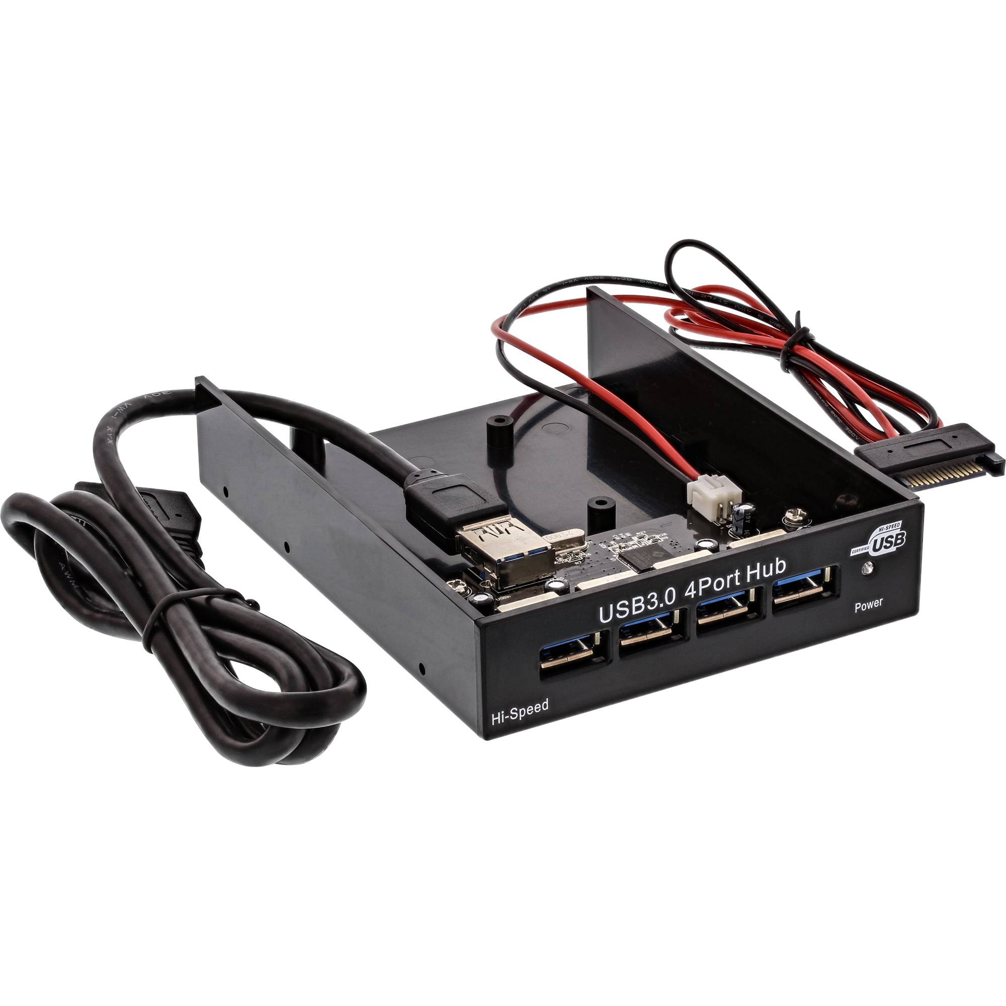 INLINE - USB 3.0 Hub - 4-fach für den 8,89cm (3,5"") Schacht - schwarz