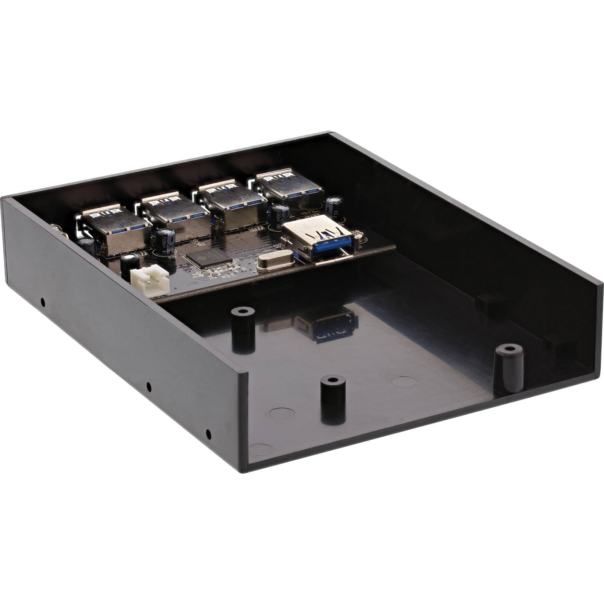 INLINE - USB 3.0 Hub - 4-fach für den 8,89cm (3,5"") Schacht - schwarz