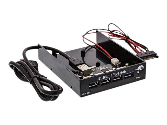INLINE - USB 3.0 Hub - 4-fach für den 8,89cm (3,5"") Schacht - schwarz