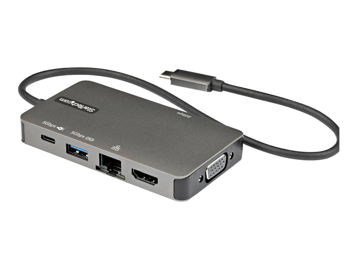 StarTech.com USB-C Multiport Adapter - USB-C auf 4K 30Hz HDMI oder 1080p VGA - USB Typ-C Mini Dock mit 100W Power Delivery Passthrough, 3-Port USB