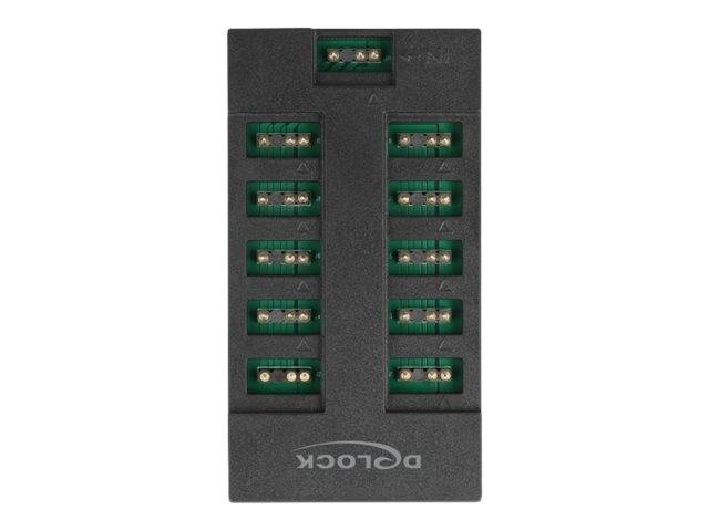 Delock RGB LED-Licht-Hub - 10 Ports - Schwarz - RGB Hub for ARGB LEDs with 10 po