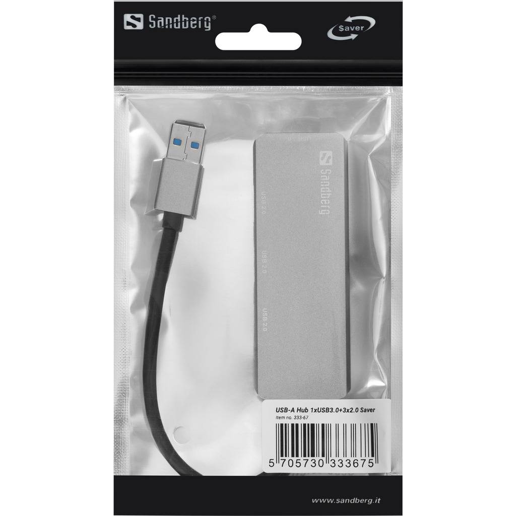 SANDBERG Hub - 1 x SuperSpeed USB 3.0 + 3 x USB 2.0