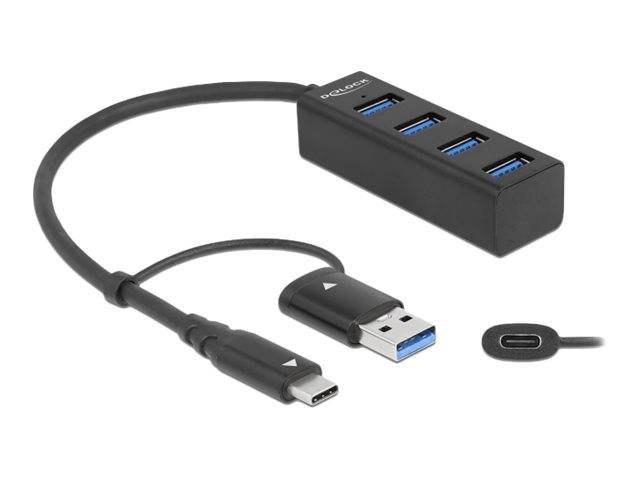 DELOCK 4 Port USB 3.2 Gen 1 Hub mit USB-C oder USB-A