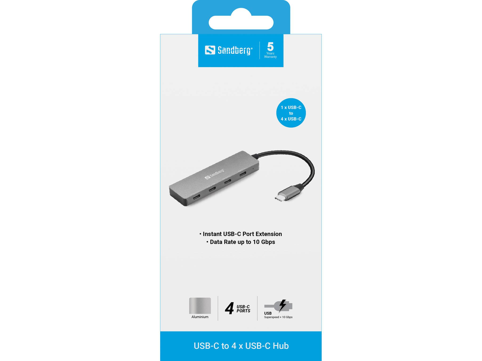 SANDBERG Hub - 4 x USB-C - Desktop