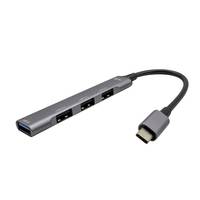 USB-C Hub-Adapter mit vier USB-A Anschlüssen und USB-C Verbindungskabel
