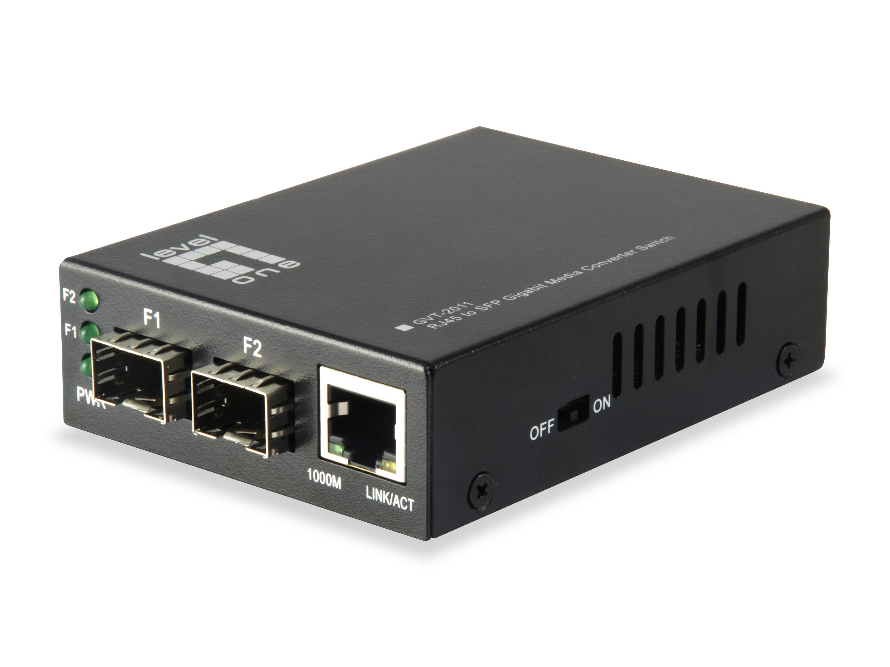 LevelOne GVT-2011 - Medienkonverter - 1GbE - 10Base-T, 100Base-TX, 1000Base-T, 1000Base-X - RJ-45 / SFP (mini-GBIC)