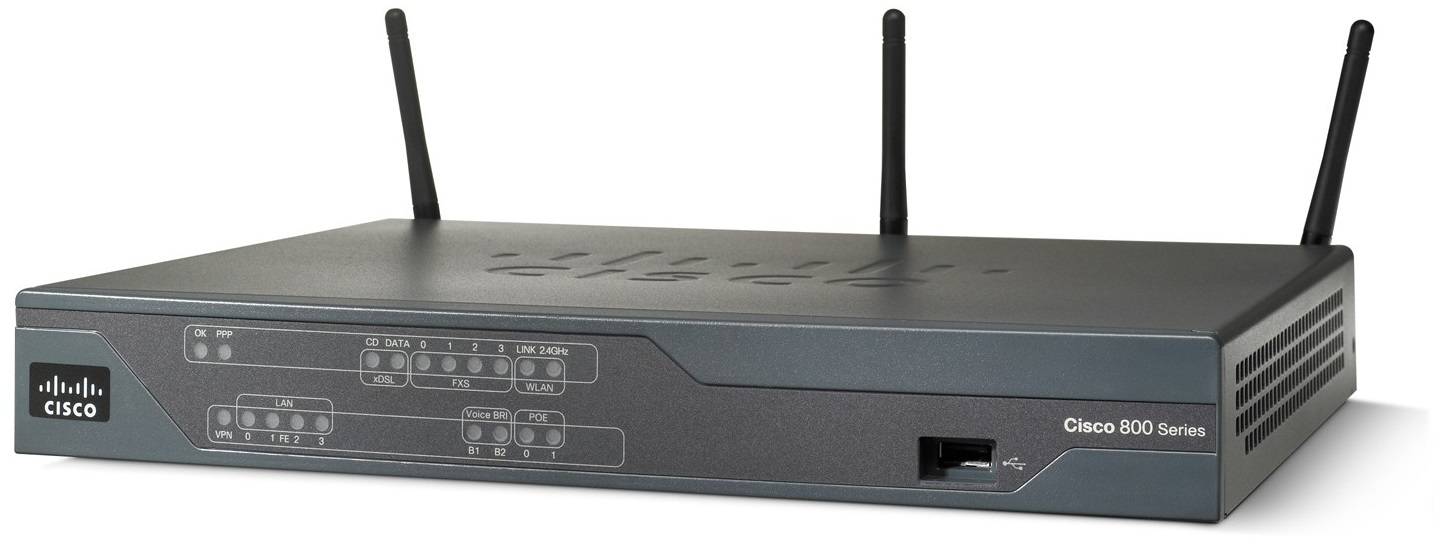 Cisco 881 Ethernet Security - Wireless Router - 4-Port-Switch - 802.11b/g/n (draft 2.0)