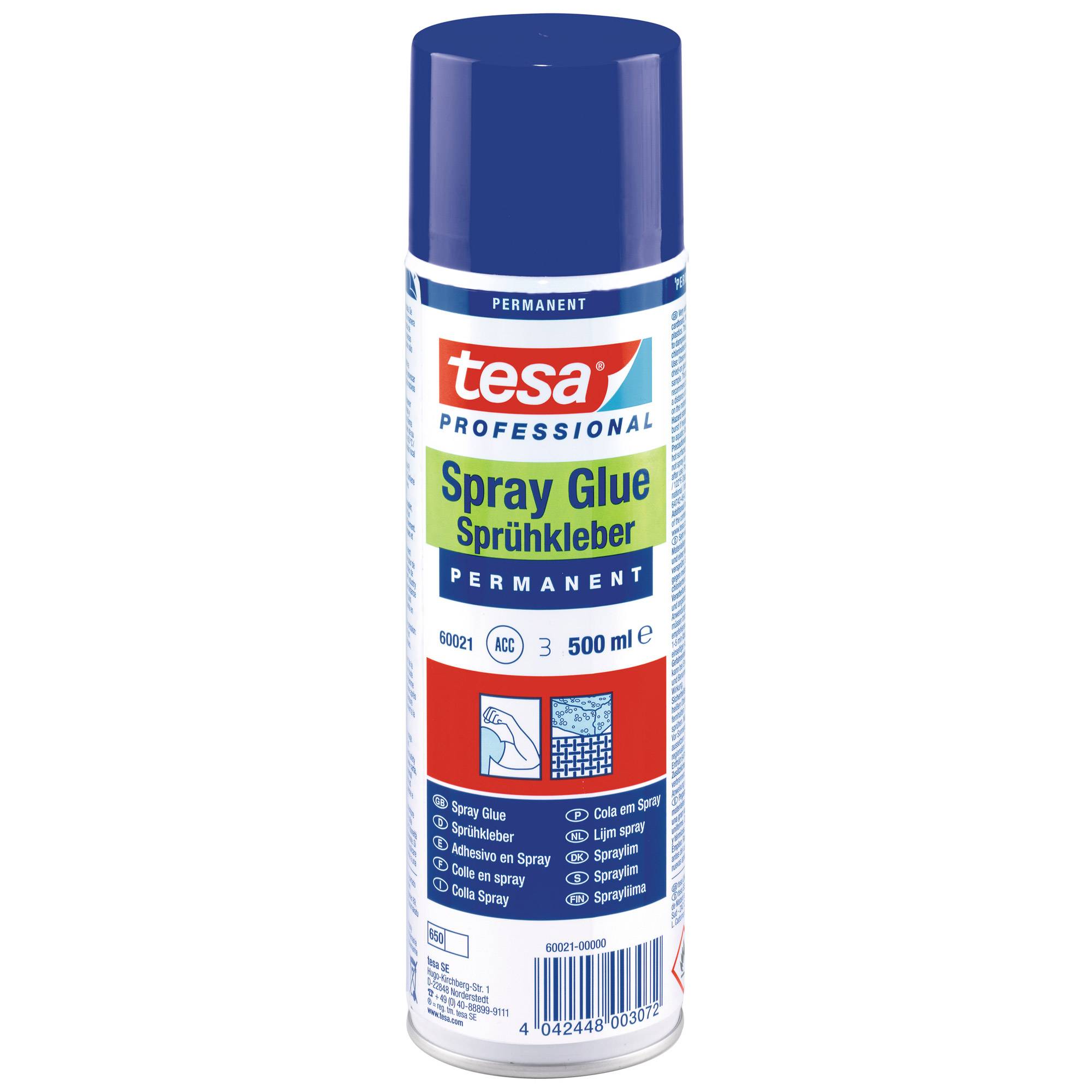 TESA 60021-00000, Flüssigkeit, Spritzkleber, 500 ml, Karton, Keramik, Stoff, Glas, Leder, Metall, Papier, Kunststoff, Po