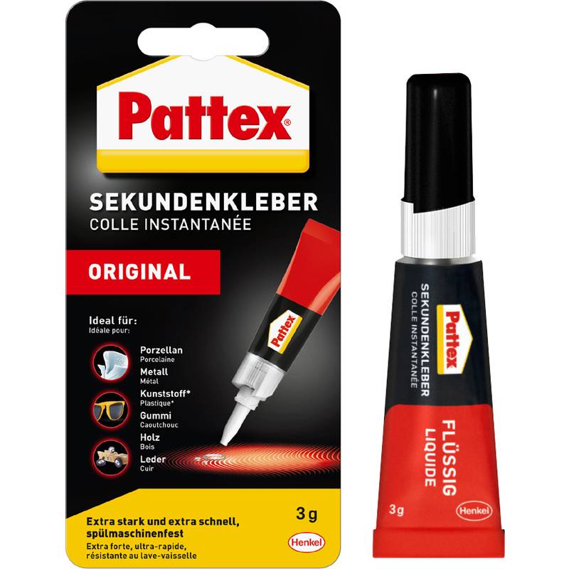 Pattex Sekundenkleber ORIGINAL flüssig, 3 g Tube