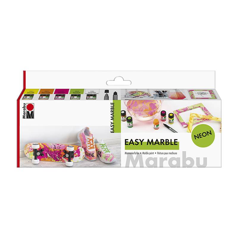 Marabu Marmorierfarbe "easy marble", Set NEON