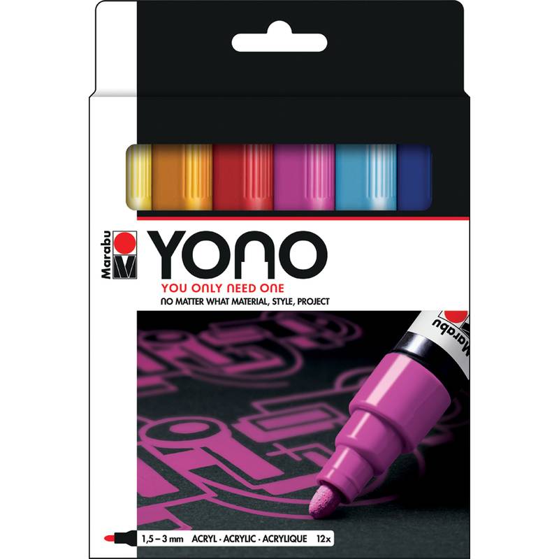 Marabu Acrylmarker "YONO", 1,5 - 3,0 mm, 12er Set