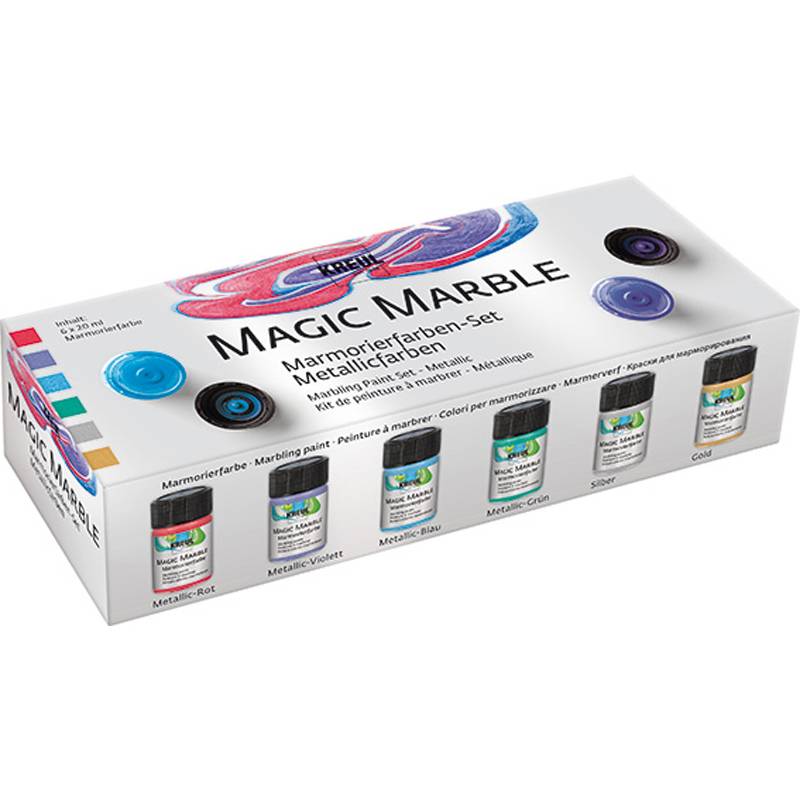 KREUL Marmorierfarbe "Magic Marble", Set Metallicfarben