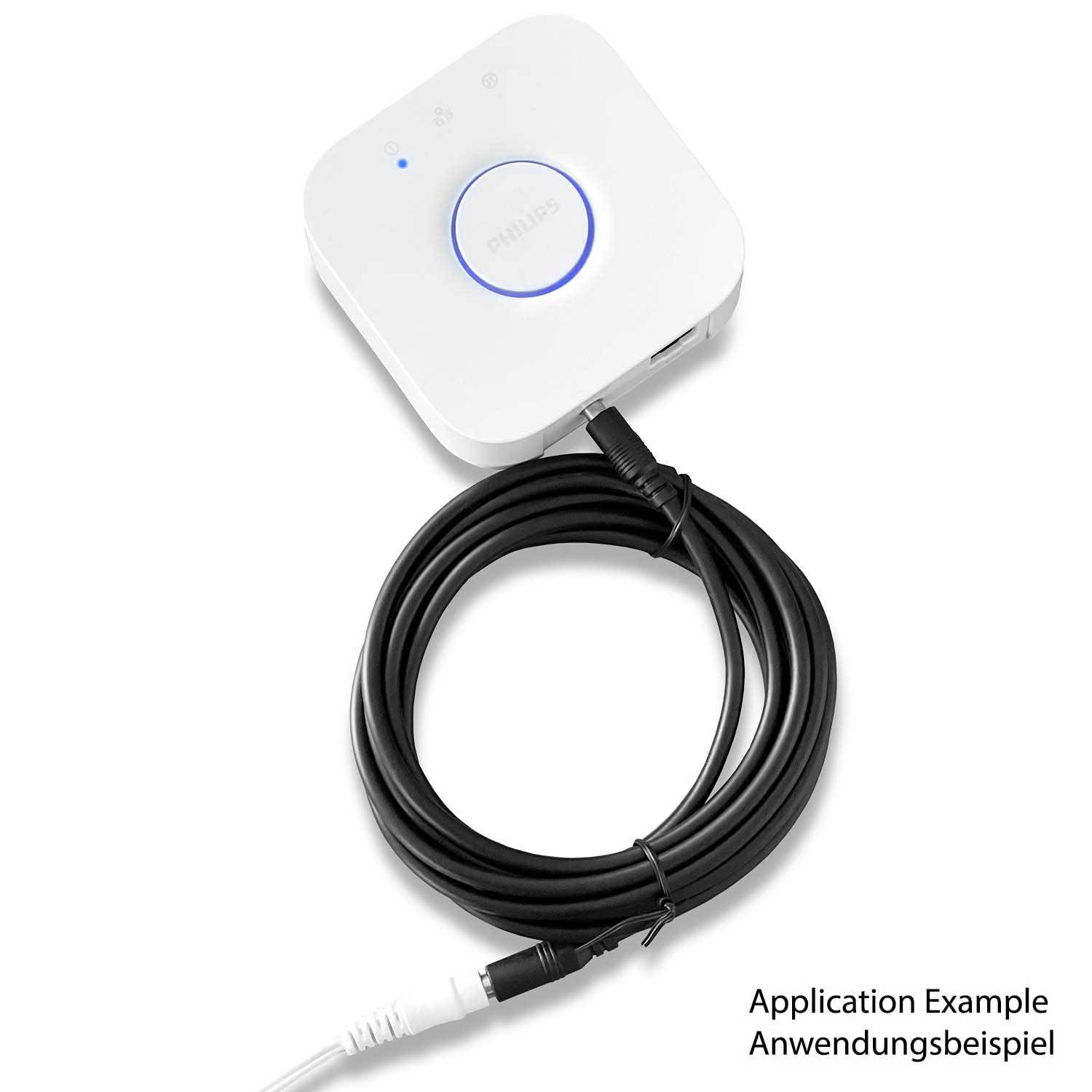 3m DC Verlängerung für Philips Hue Bridge V2 / V 2.1 (eckige Bridge mit Modell Nr. 3241312018 und 3241312018A)