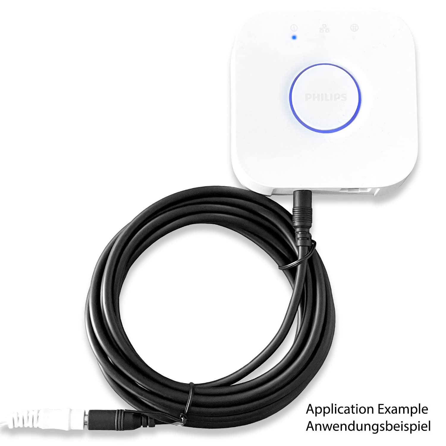 3m DC Verlängerung für Philips Hue Bridge V2 / V 2.1 (eckige Bridge mit Modell Nr. 3241312018 und 3241312018A)