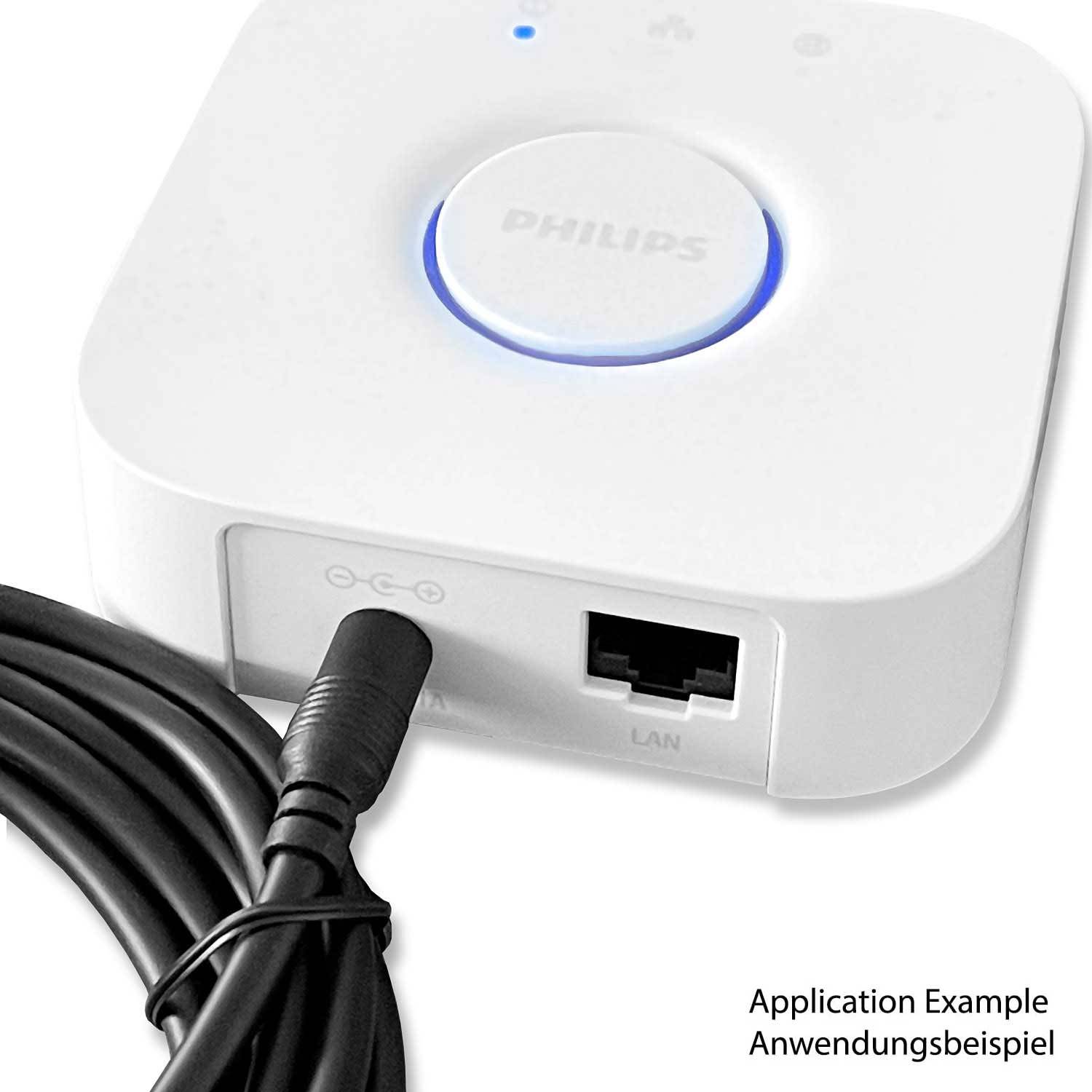 3m DC Verlängerung für Philips Hue Bridge V2 / V 2.1 (eckige Bridge mit Modell Nr. 3241312018 und 3241312018A)