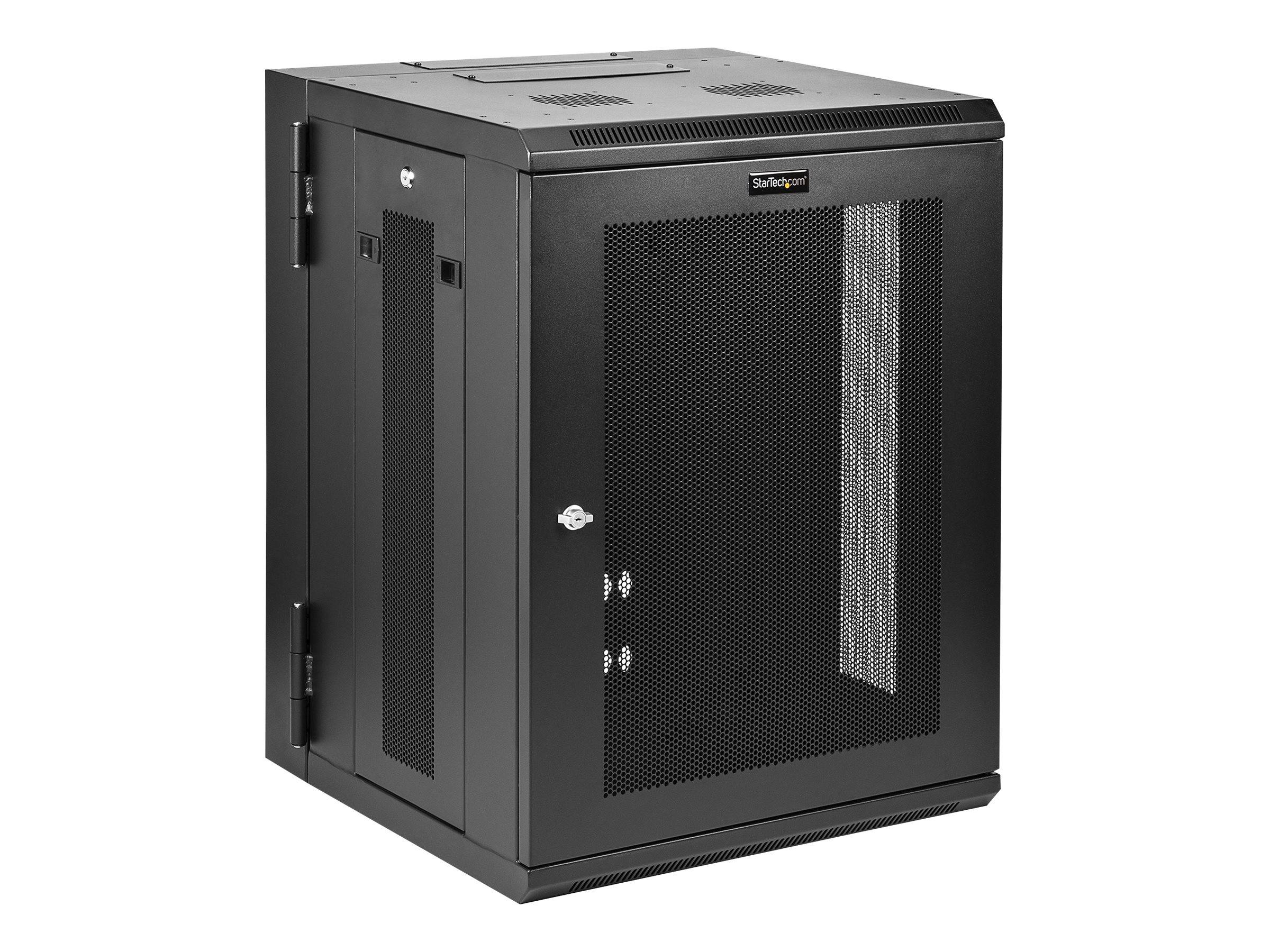 StarTech.com 15HE Wandmontage Server Rack - bis zu 51cm tief - Gehäuse mit Scharnier - Netzwerkschrank - Server Schrank - Schrank Netzwerkschrank