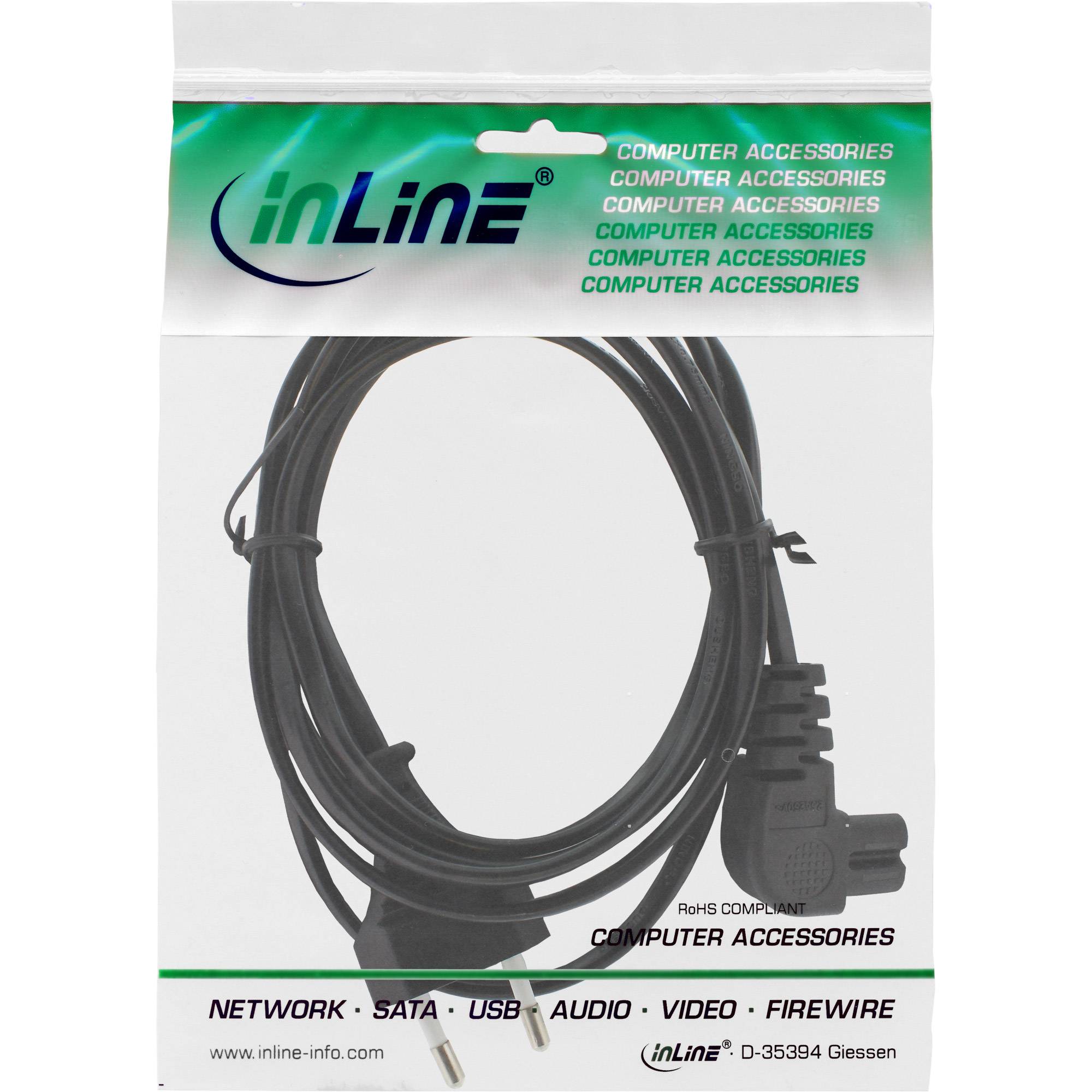 InLine - Stromkabel - Eurostecker (M) bis IEC 60320 C7 gewinkelt