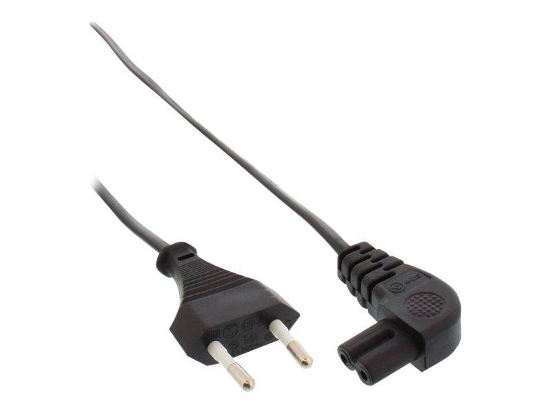 INLINE - Netzkabel - Netzstecker auf Euro 8 C7 Stecker - gewinkelt - 2,0m