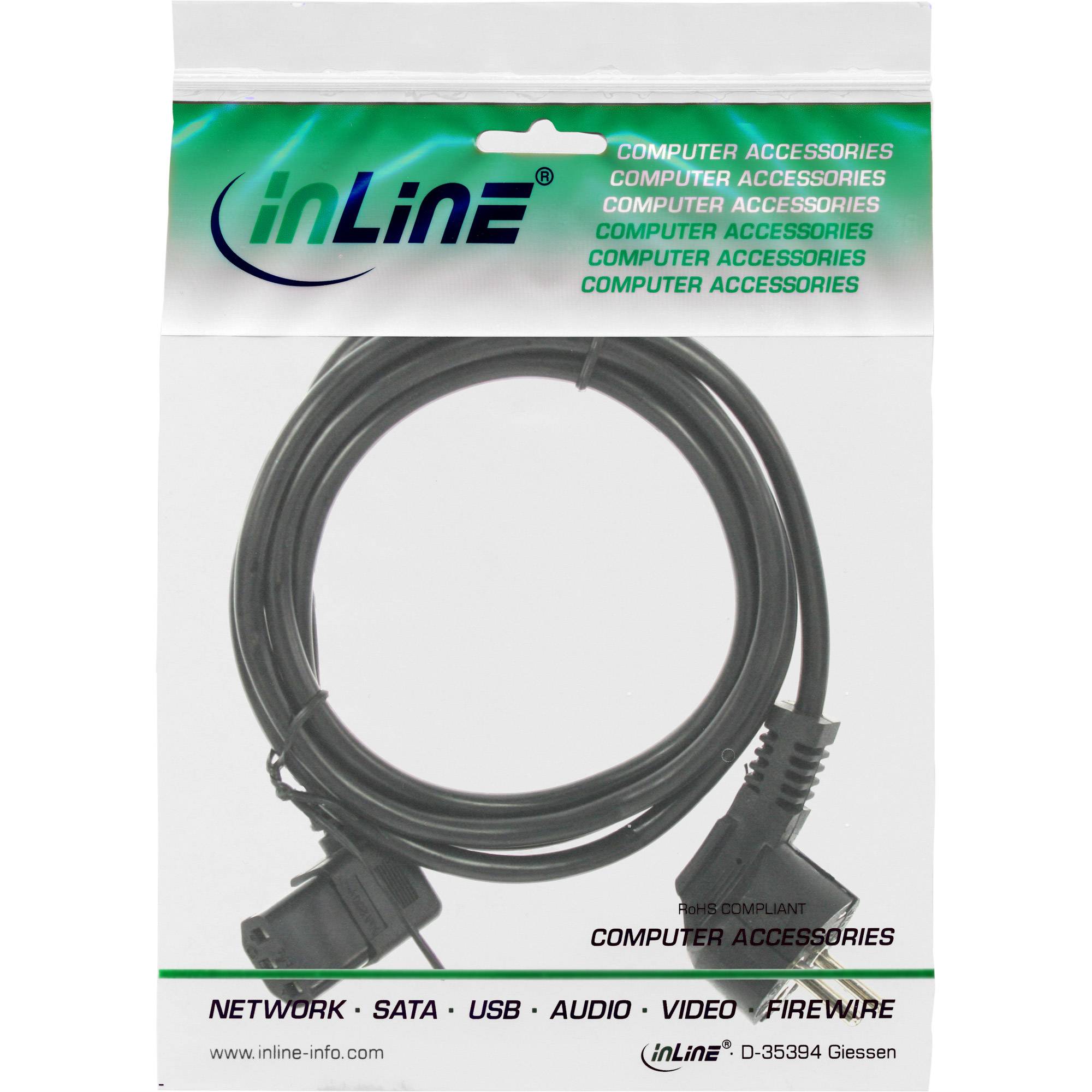 InLine - Stromkabel - CEE 7/7 (S) gewinkelt bis IEC 60320 C13 links gewinkelt