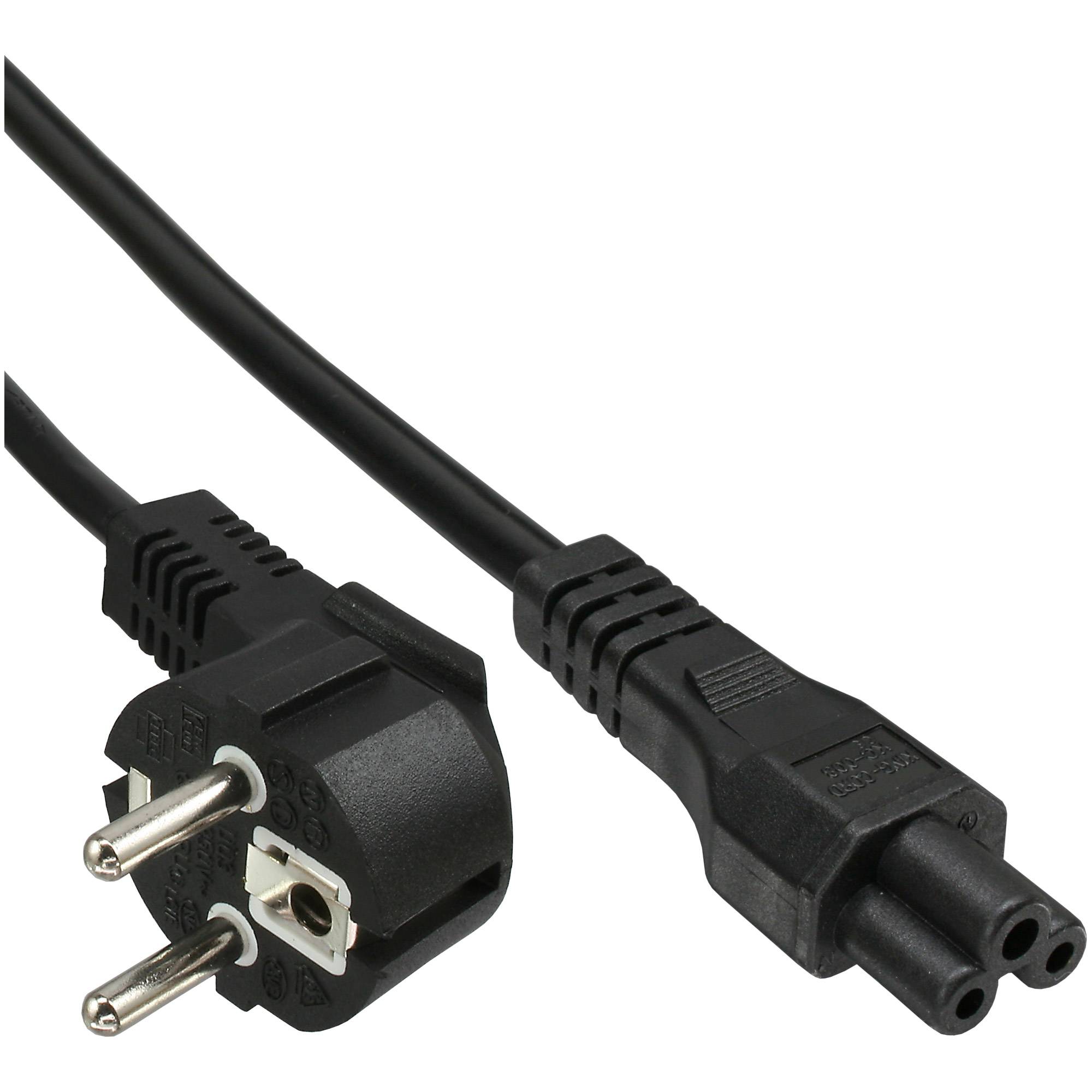 INLINE - Netzkabel für Noteb. - Schutzkontaktst. gew. auf 3pol Kuppl. - schwarz - 2m