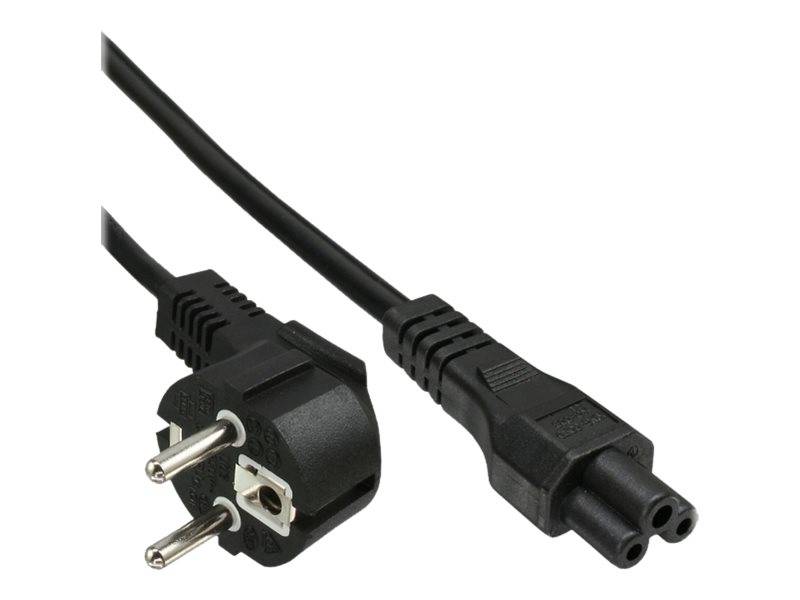 INLINE - Netzkabel für Noteb. - Schutzkontaktst. gew. auf 3pol Kuppl. - schwarz - 2m