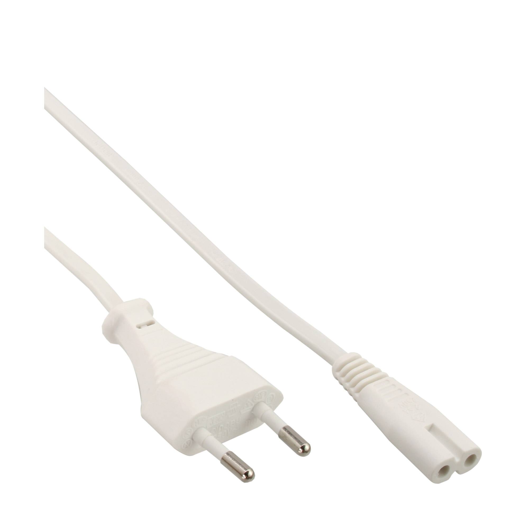 INLINE - Netzkabel - Netzstecker auf Euro 8 C7 Stecker - weiß - 0,5m