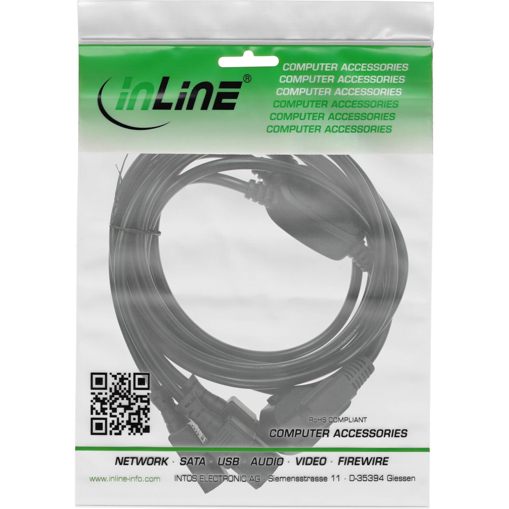 INLINE - Netz-Y-Kabel - 1x Schutzkontakt ST / 3x Kaltgeräte ST - Ver. 3 (2m+1/3/2m)