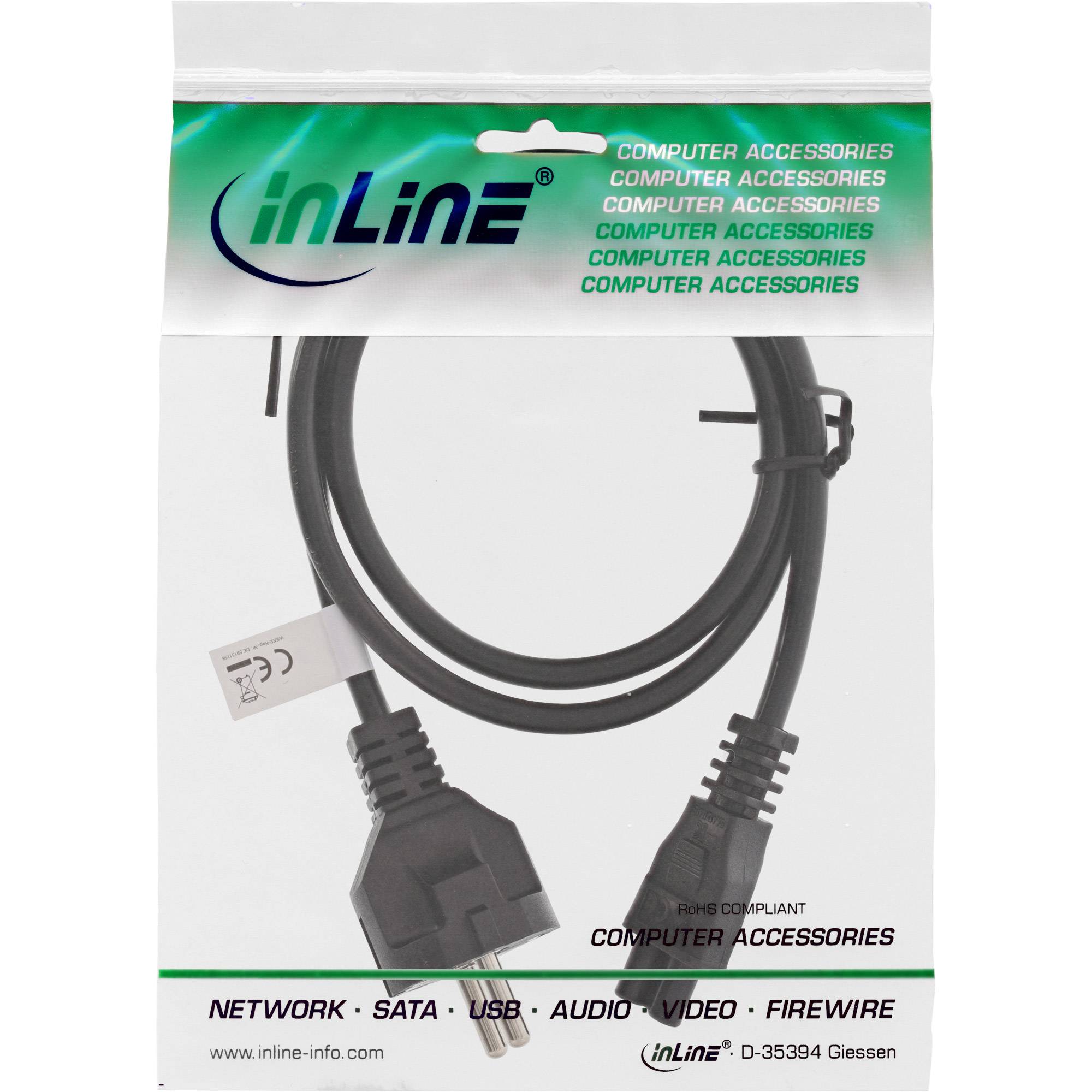 INLINE - Netzkabel für Notebook - 3pol Kupplung - schwarz - 1m