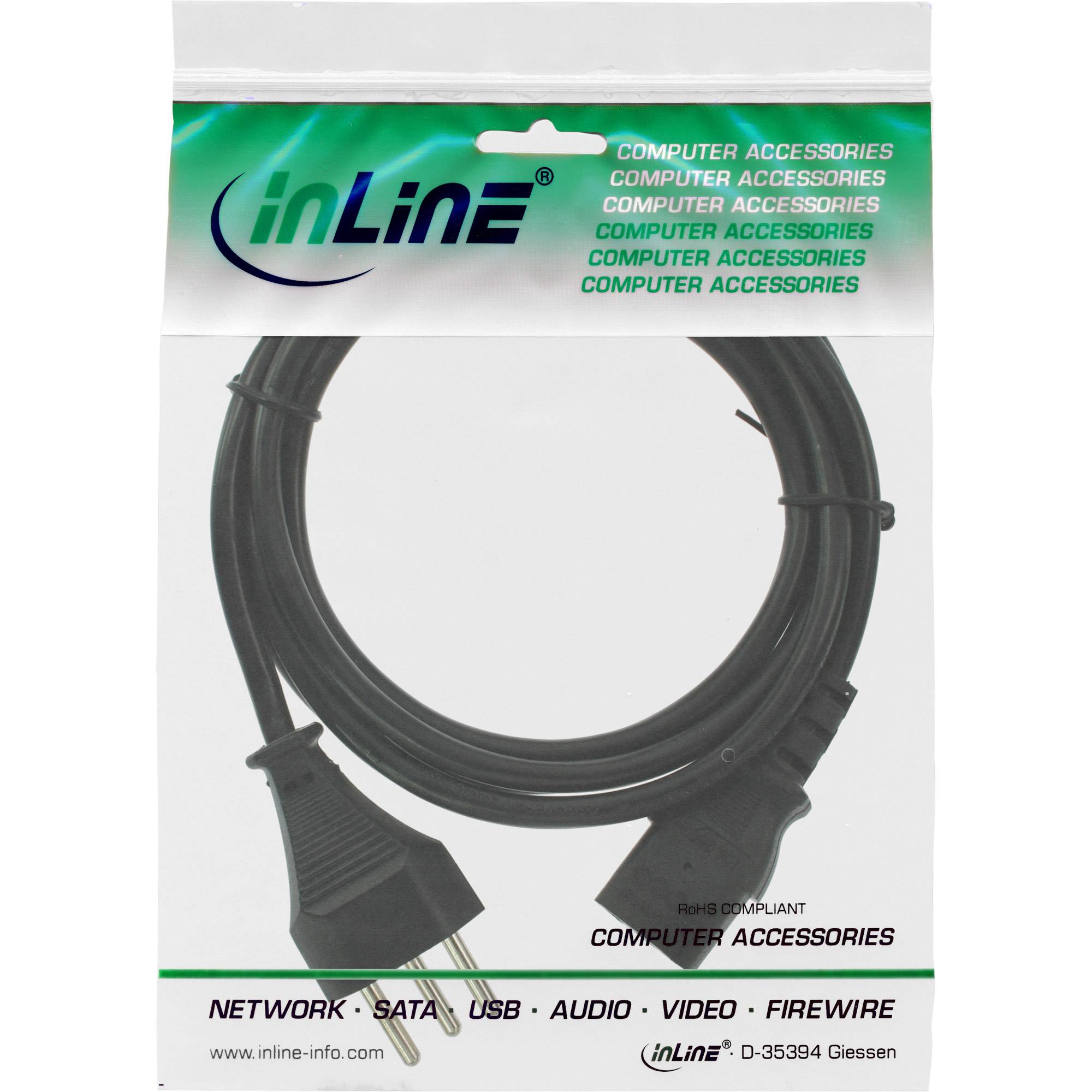 INLINE - Netzkabel - Netzstecker Schweiz auf Kaltgerätestecker C13 - 1,0m
