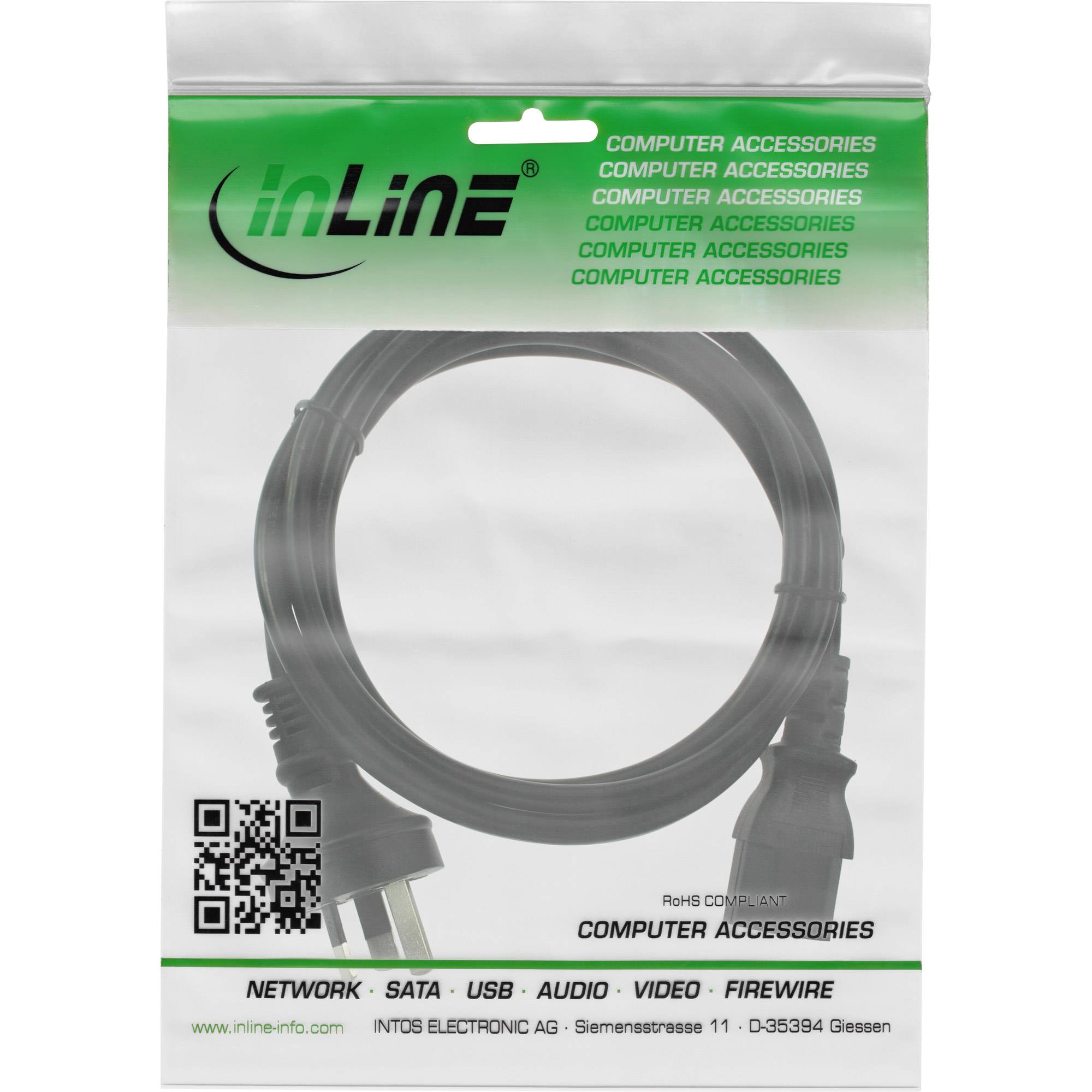 INLINE - Netzkabel - Netzstecker Australien auf Kaltgerätestecker C13 - 0,5m