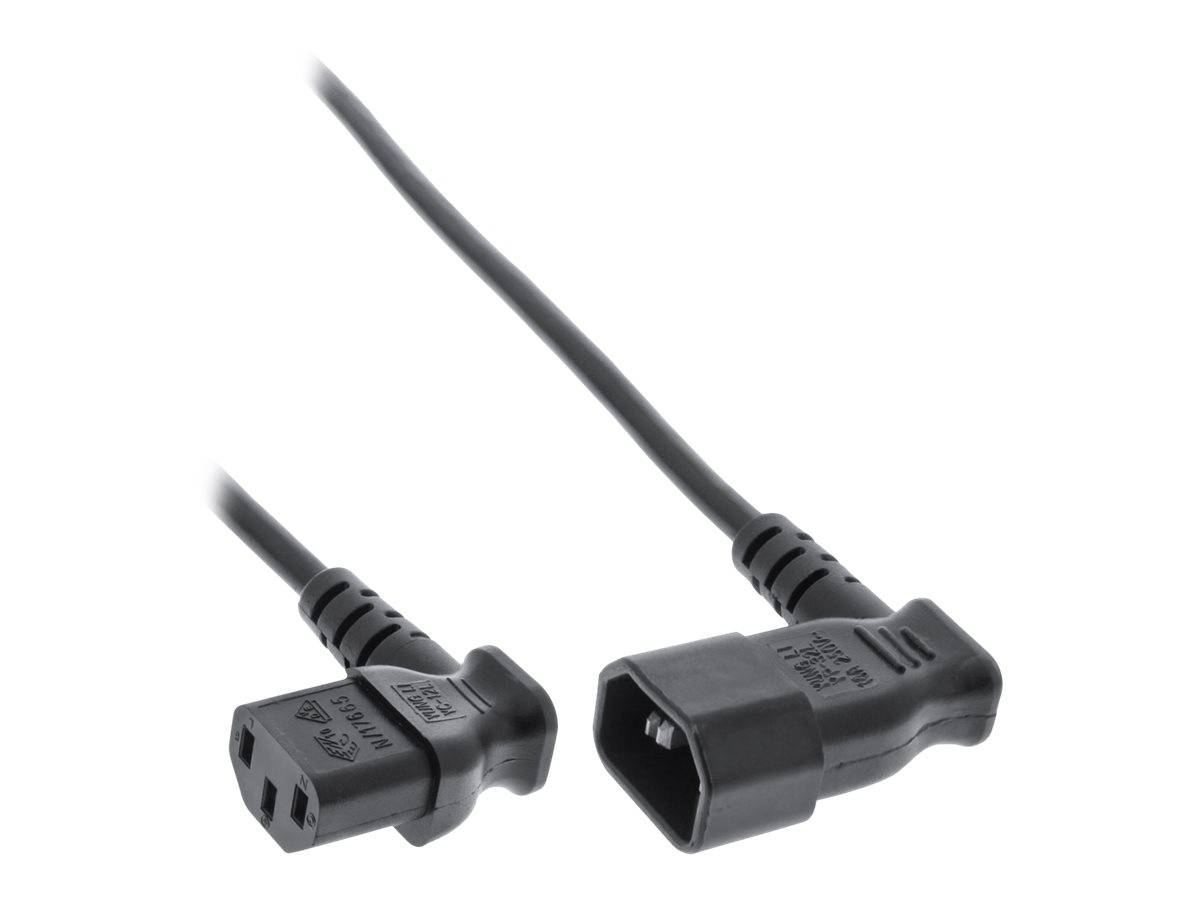 INLINE - Netzkabel Kaltgeräteverlängerung - C13 auf C14 - 90° abgewinkelt - 0,5m