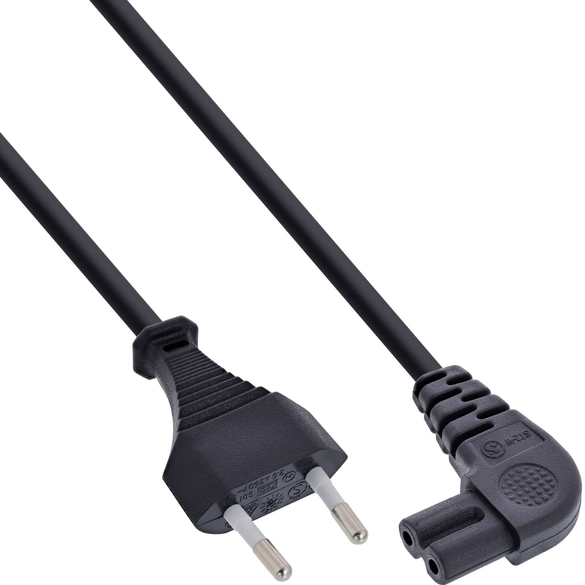 INLINE - Netzkabel - Netzstecker auf Euro 8 C7 Stecker - gewinkelt - 2,0m