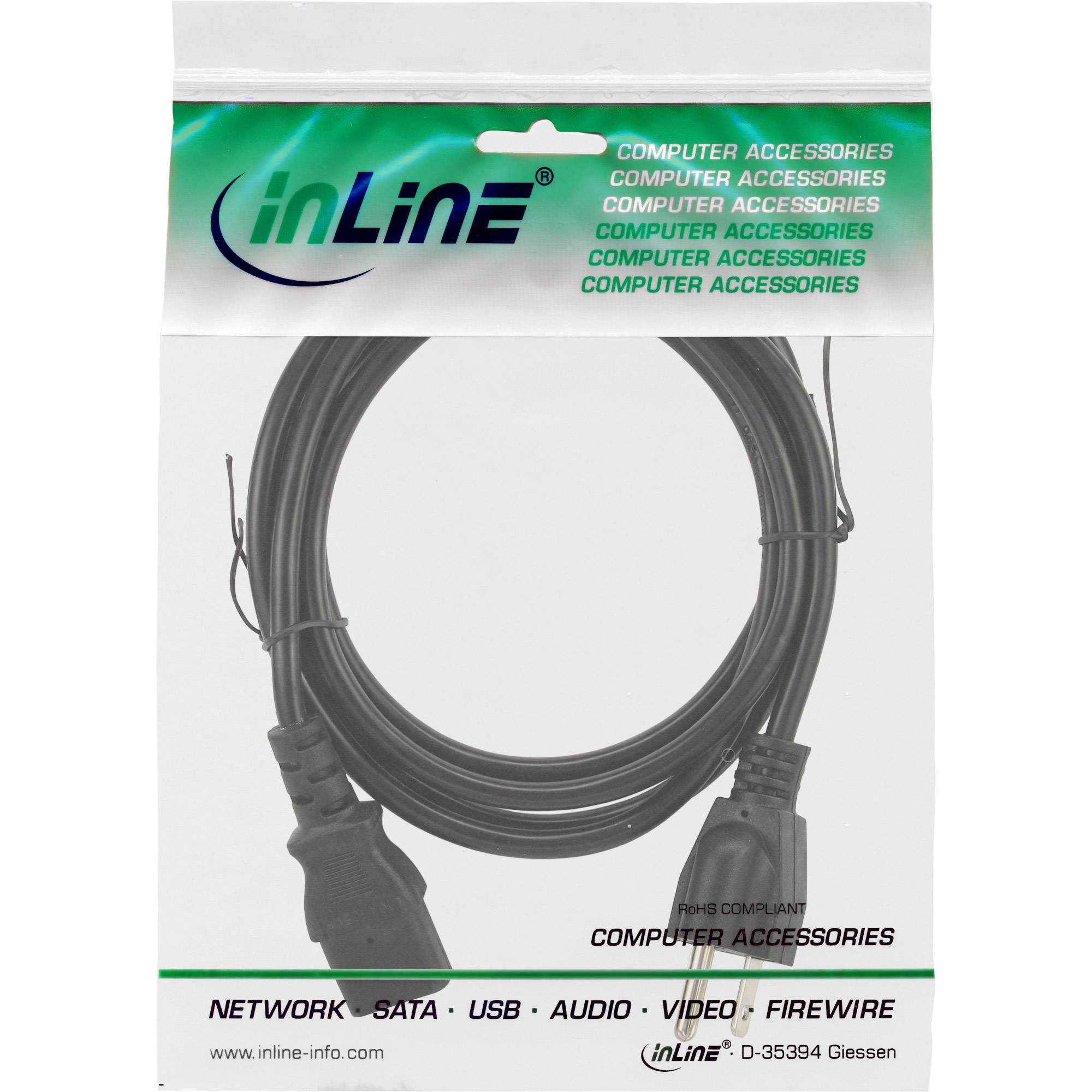 INLINE - Netzkabel - Netzstecker USA auf Kaltgerätestecker C13 - 3m