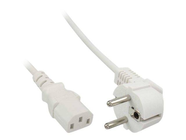 INLINE - Netzkabel - Schutzkontakt gewinkelt auf Kaltgerätestecker C13 - weiß - 0,3m