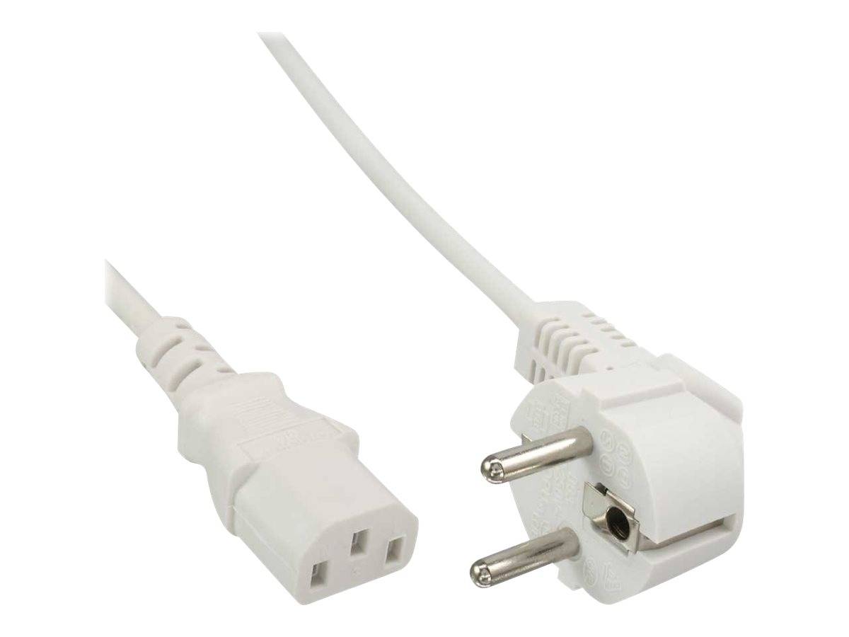 INLINE - Netzkabel - Schutzkontakt gewinkelt auf Kaltgerätestecker C13 - weiß - 0,3m