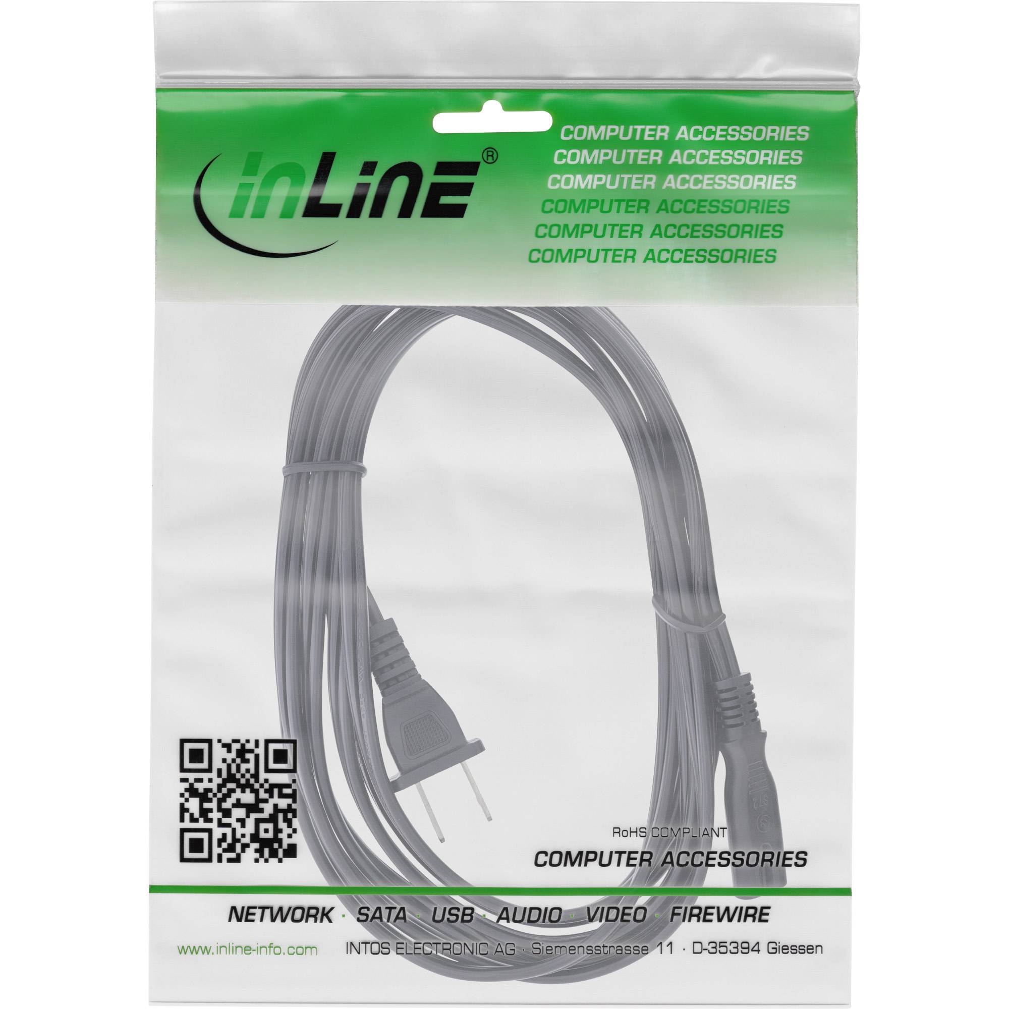 INLINE - Netzkabel - Netzstecker USA auf Euro 8 C7 Stecker - 1m