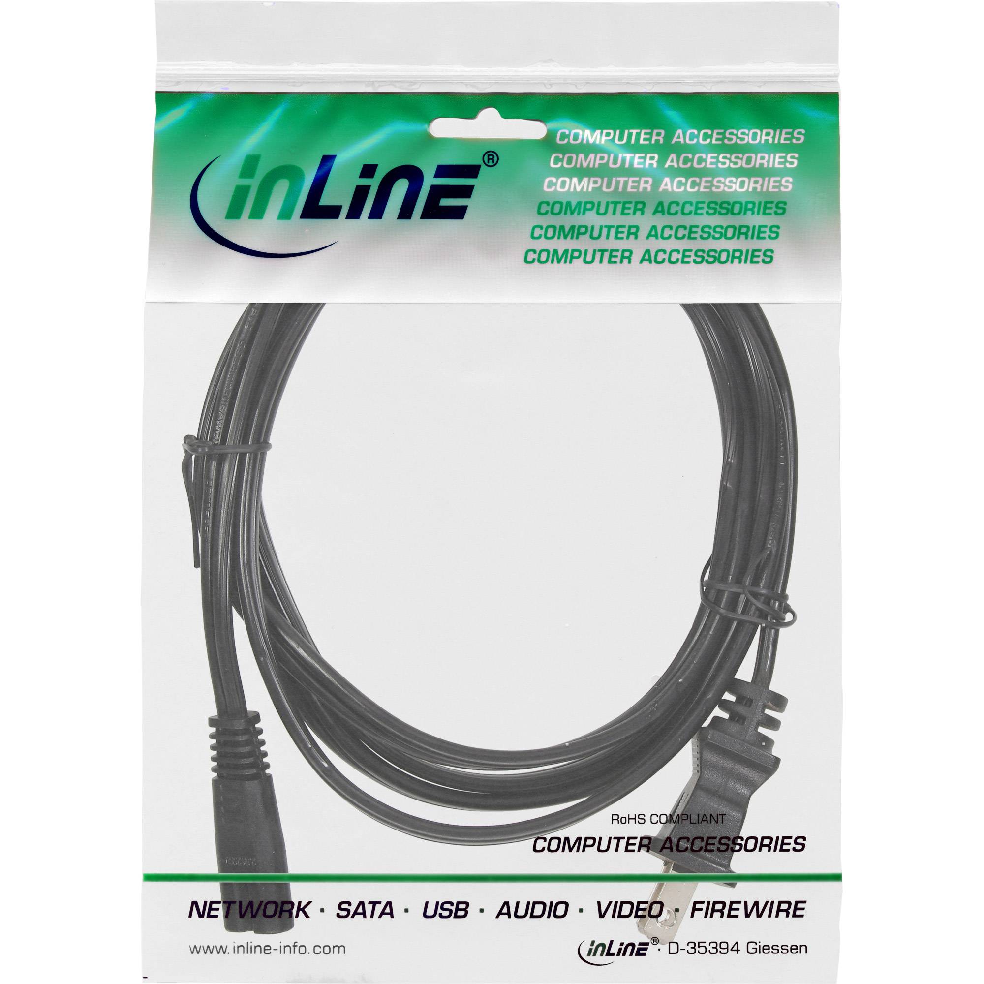 INLINE - Netzkabel - Netzstecker USA auf Euro 8 C7 Stecker - 1,8m
