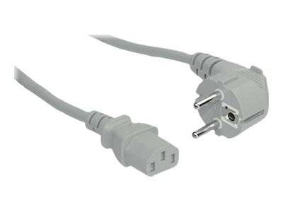 INLINE - Netzkabel - Schutzkontakt gewinkelt auf Kaltgerätestecker C13 - 2m - grau
