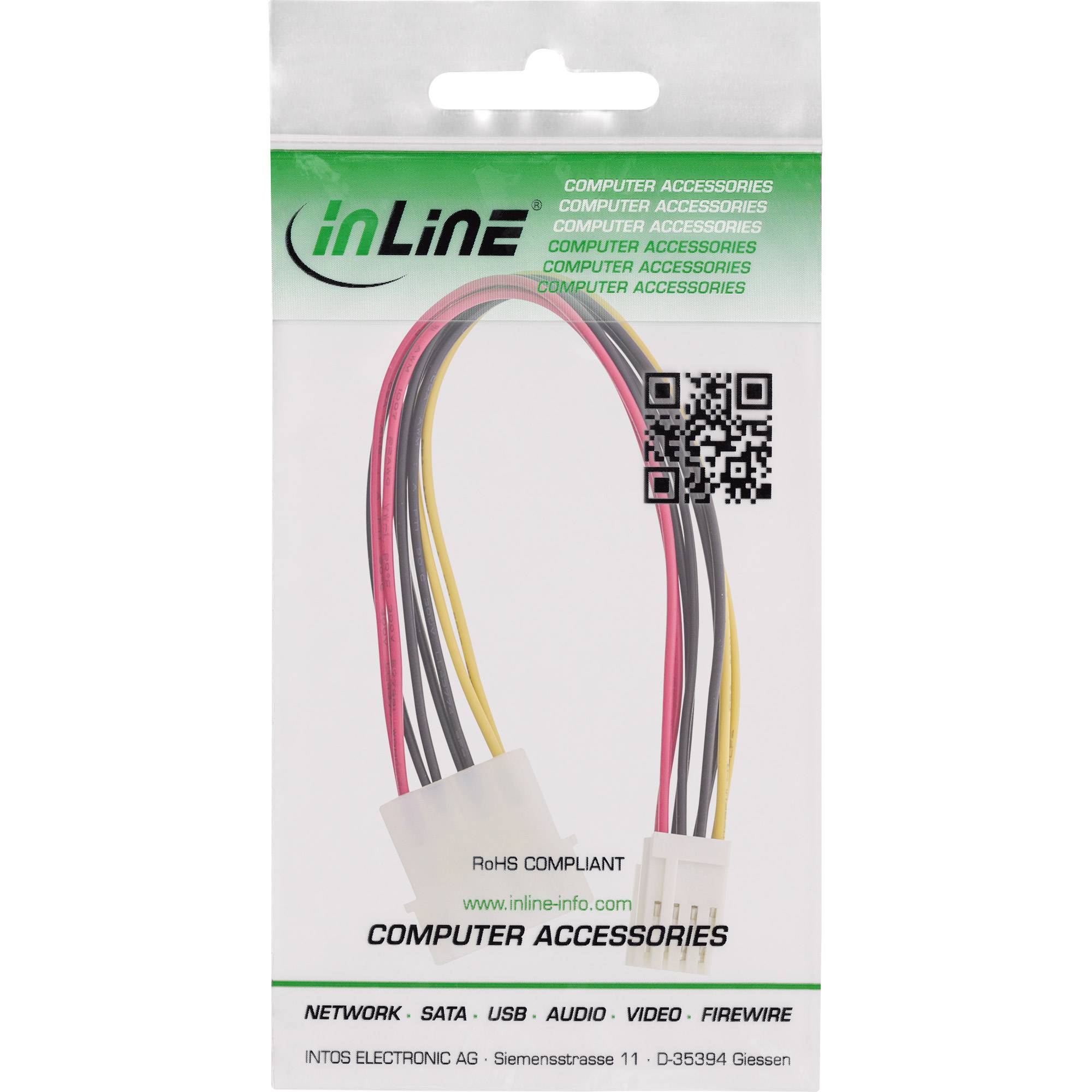 INLINE - Strom Y-Kabel intern - 1x 5,25"" an 2x 3,5"" - 0,20m