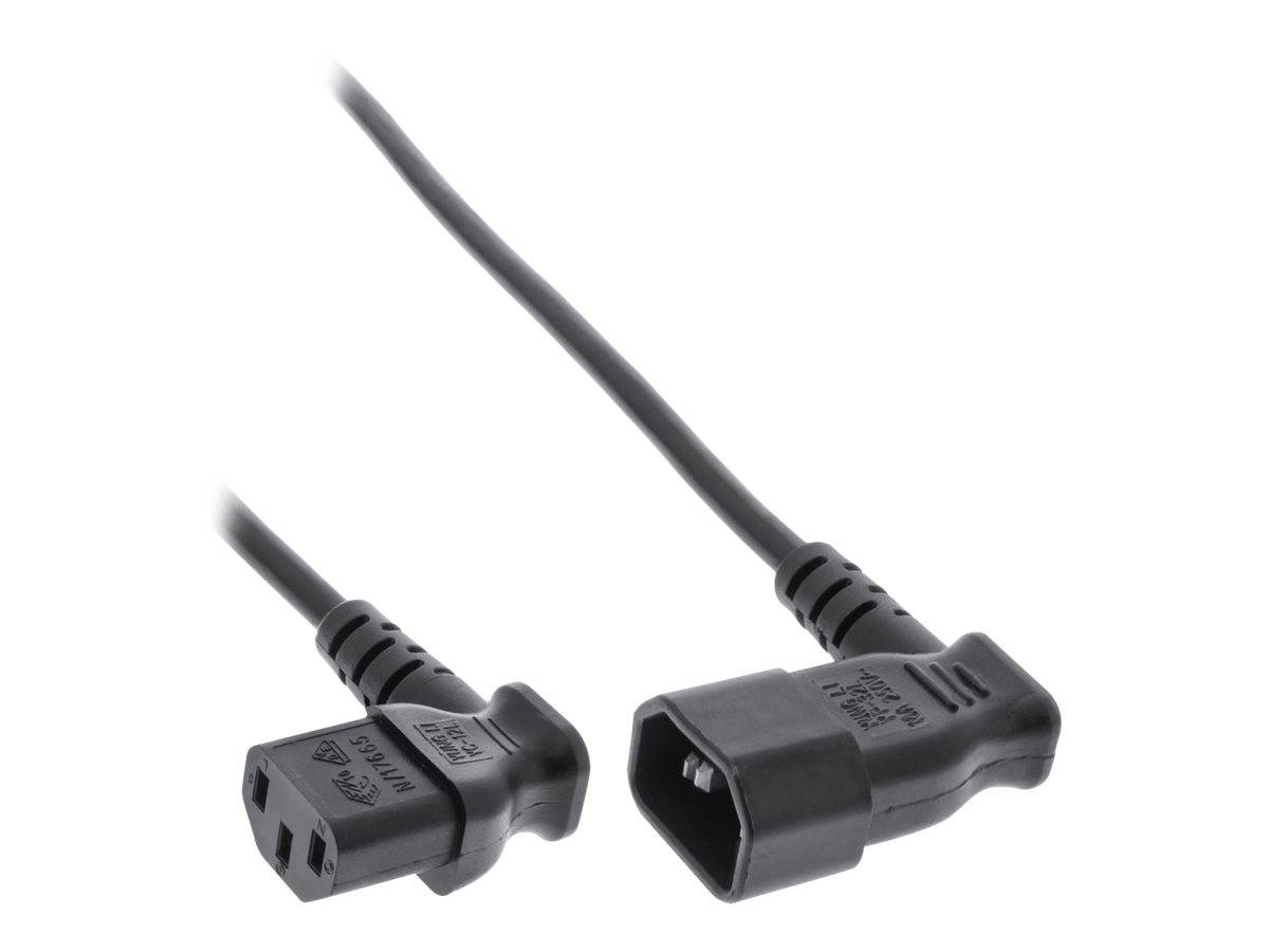 INLINE - Netzkabel Kaltgeräteverlängerung - C13 auf C14 - 90° abgewinkelt - 1,8m